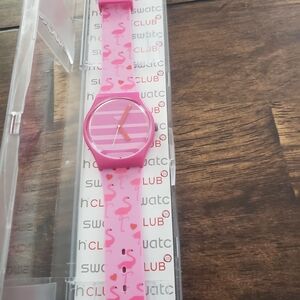 Swatch Pink Flamingo Striped Watch